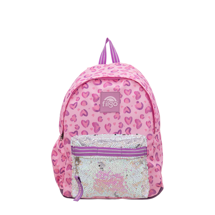 Mochila Filgo keiway 17" animal print lentejuelas