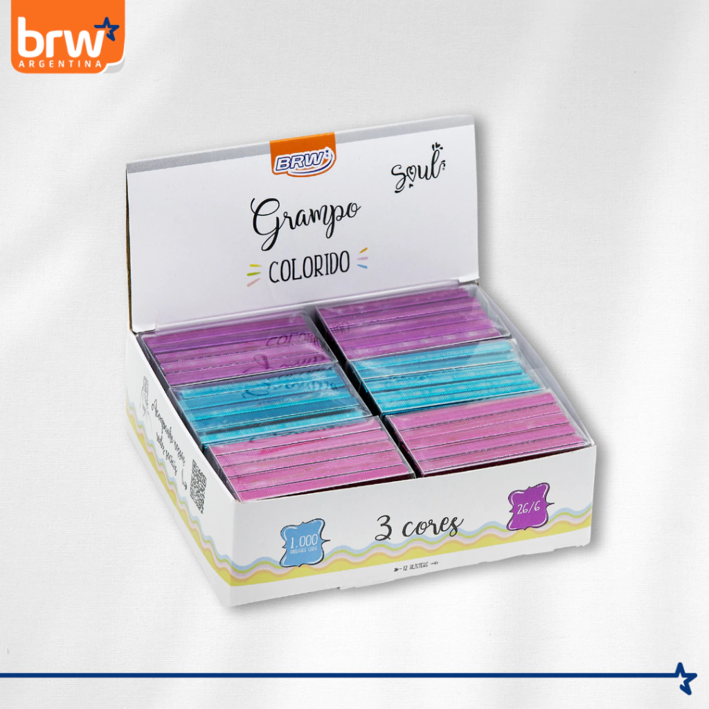 Grapa engrampadora de colores x1000 26/6