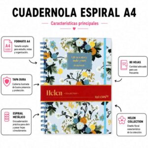 Cuadernola tapa dura Helen A4 80h