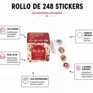 Rollo 248 stickers circulares Helen Ibi Craft