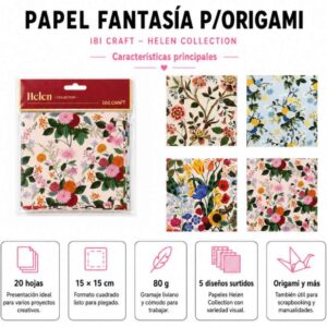 Papel diseño para origami 20h 15x15 Ibi Craft
