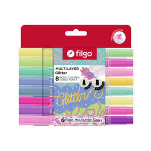 Resaltador glitter Filgo doble punta multilayer x8