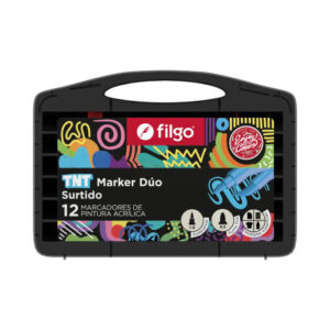 Valija marcadores acrilicos TNT filgo doble punta x12